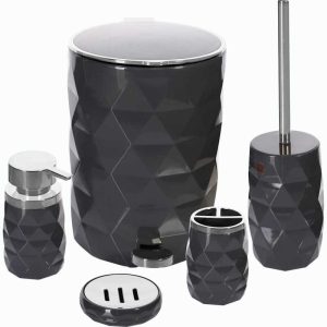 ست  ۵ پارچه سرویس بهداشتی آناناسی طوسی تیره کروم برند کنتراست