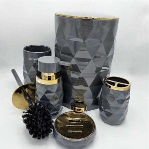 ست سرویس بهداشتی کنتراست مدل آناناس رنگ طوسی تیره براق طلا